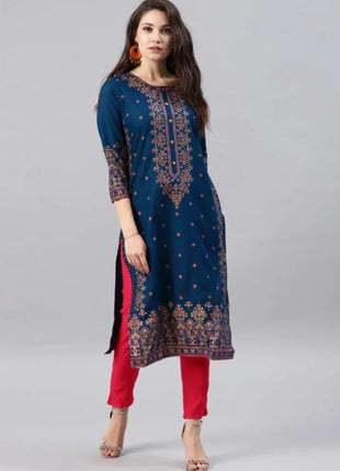 Women's Peacock Pattern Muslim Abaya — Elegant Loose O-Neck Dress