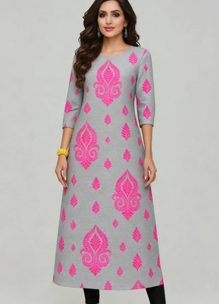 Muslim Dress Kurtta Women Fashionable Elegant National Style Straight Turkish Abaya Slit hem Colorful Elephant 2026 Pattern