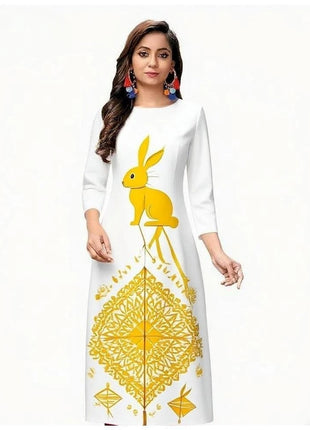 Muslim Kurtta Women's Fashionable Comfortable Kurt Dress 2026 Straight Tube Slit hem Casual Ethnic Middle Eastern Arabic Dress