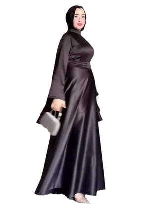 Eid Flare Sleeve Muslim Abaya Women Dresses Sashes Jalabiya Kaftan Solid Vestidos Arab Long Robe Ramadan Morocco Dubai Abayas