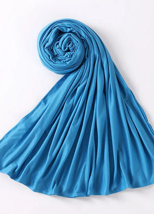 Muslim Plain Cotton Jersey Hijab Scarf Solid Color With Good Stitch Stretchy Soft Turban Head Wraps Shawl Foulard Femme