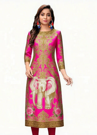 Dress Kurtta Women Fashionable Straight Tube Casual Bright Slit hem Flowers Patterns Robe Arabe Robe Traditionnelle Arabe Muslim