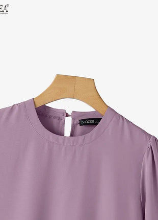 ZANZEA Women 2026 Spring O Neck Long Sleeve Dresses Elegant Muslim Abaya Dress Ramadan Robe Stylish Flounce Maxi Dresses Kaftan