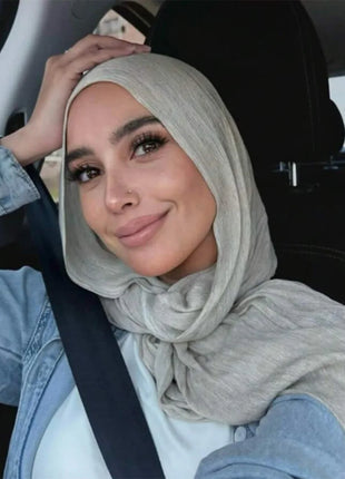 Premium Rayon Cotton Wrinkle Hijab Scarf For Woman Muslim Hijabs Fashion Soft Shawl Islam Turban Ramadan Soild Headband 180*80cm