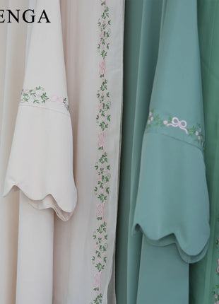 Luxurious Floral Embroidery Hijab Dress for Muslim Women Elegant Dubai Modest Abaya Eid Islam Party Jalabiya Turkey Kaftan Robe
