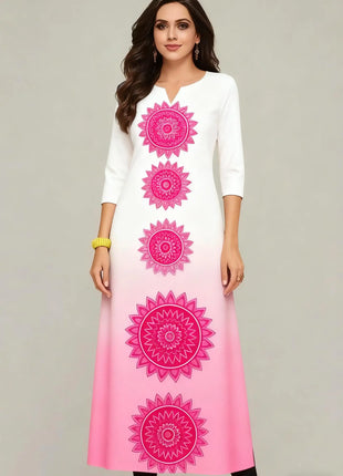 Dress Kurt Women's Fashionable And Elegant National Style Straight Tube Casual Round Neck Colorful Elephant Pattern Dress