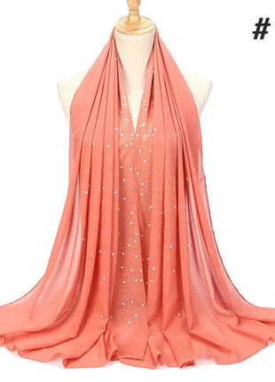 180*70CM New Plain Diamond Beads Bubble Chiffon Instant Hijab Shawls Solid Thick Head Wraps Foulard Sjaal Muslim Bonnet Cachecol