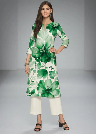Muslim Kurt Women's Fashion Comfortable Dress Long Sleeve Straight Tube Casual Ethnic Flowers Regular Size New Dress