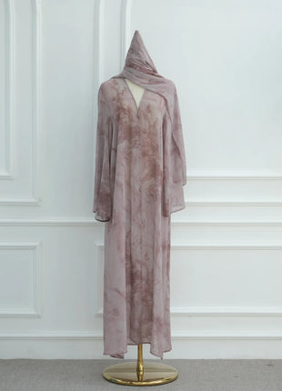 Eid Abaya for Women Print Cardigan Scarf Set Muslim Dresses Ramadan Morocco Dubai Jalabiya Kaftan Vestidos Arab Long Robe 2025