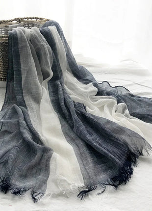 Thin Scarf Shawl New Cotton and Linen Women's Solid Color Sunscreen Muslim Headband Israel Saudi Arabia Japanese South Korea