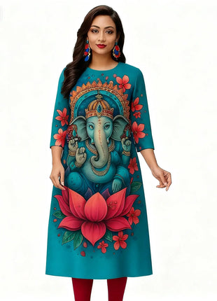Muslim Dress Kurt Women's Fashionable And Elegant Slit hem Straight Tube Casual Flowers Pattern Robe Traditionnelle Arabe