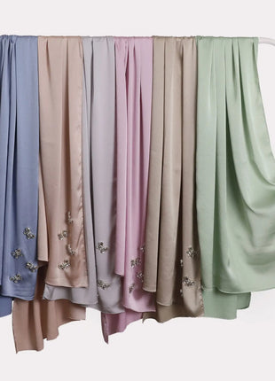 New Bubble Chiffon Hijab Scarf Handmade Flower Beaded Anchor Satin Silk Scarf  Hijabs for Women Turban Femme Ramadan Islamic