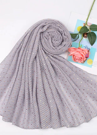 Wrinkle Polka Dot Cotton Hijab Scarf Shimmer Crinkle Scarf Glitter Muslim Woman Veil Shawls Stretchy Headband Bandana