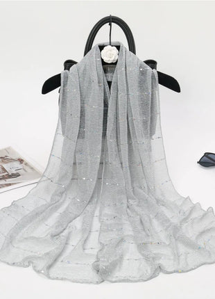 1PCS Spring and Autumn Women's High Elasticity sequin Chain Scarf, Wick Silk Long Scarf, Indian Scarf, Slide Silk Scarf