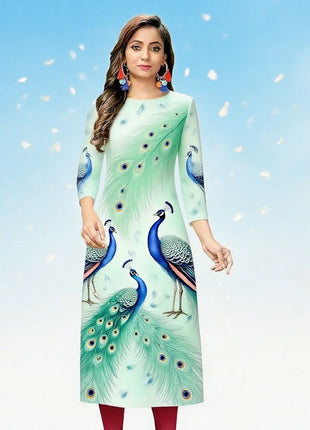 Muslim Peacock Kurtta Women Casual Fashion Dress National style Straight Tube Casual Ethnic Peacock Abaya Abito Donna Musulmana