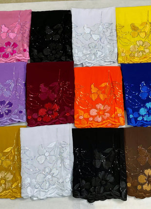New Muslim Ramadan Scarf  Femme Musulman Foulard Hijabs For Woman African Islam Dubai Chiffon Sequins Embroidery Scarf Shawl