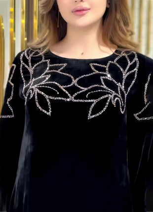 Eid Muslim Party Dress for Women Abaya Spring Velvet Diamond Dresses Ramadan Belt Vestidos Largos Dubai Robe Jalabiya 2026