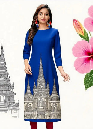 Muslim Dress Kurt Fashionable Elegant National Style Straight Tube Casual Slit Hem Elephant Peacock Pattern Women Dress Abaya