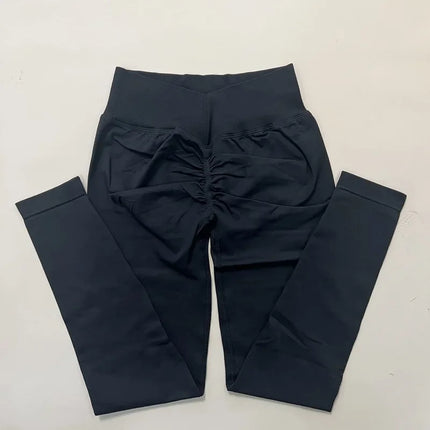 Women's High-Waisted European Style Seamless Leggings For Cycling Fitness Outdoor Sports Peach Push-Up Waist Leggings