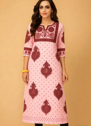 Muslim Kurt Women's Casual Fashion Dress National style Straight Tube Casual Ethnic Flower Kaftan Moroccan Women Robe