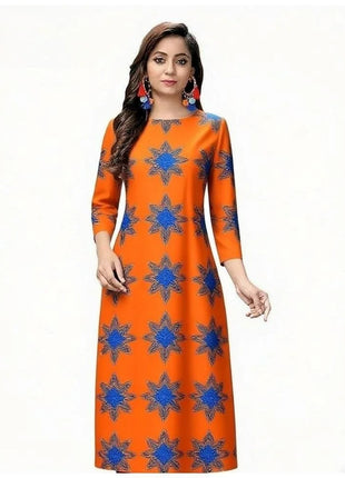 National style Women's Kurtta Casual Fashion Dress Slit hem Straight Tube Casual Ethnic Flower Muslim Kaftan Dresses Morocco