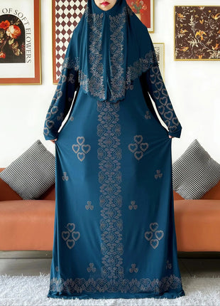 Muslim Two Piece Set Hijab Prayer Dress Fashion Abaya Set Women Prayer Garment Hijab Long Khimar Long Dress Sets Islamic Ramadan