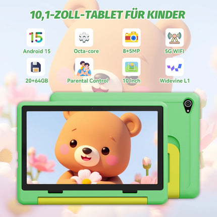 Kid Tablet 10Inch Android15 20GB RAM 64GB ROM 128GB Expandable 5000mAh 8-Core WiFi Bluetooth Children's Gift KIDOZ Kids Software