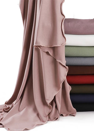 Luxury Wavy Edge Jersey Hijab for Women Solid Color Milk Silk Scarf Headscarf Autumn Shawl Stretchy Chiffon Scarf Ramanda