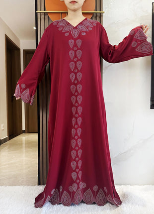 New 2024 Dubai Diamond Muslim Modest Dress for Women Elegant Arabic Femme Hijab Abaya 2024 Islamic Long Sleeve Turkey Clothing