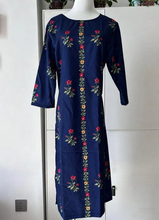 Muslim Dress Kurt Women's Fashionable Elegant Straight Tube National Style Pattern Noble Skirt Slit Hem Abito Donna Musulmana