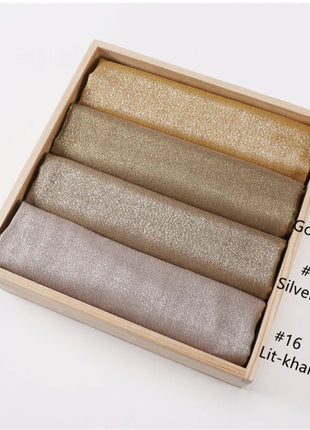 2025 Abaya Women Veil Gold Solid Color Muslim Head Scarf Shawls and Wraps Glitter Pashmina Bandana Female Foulard Hijab