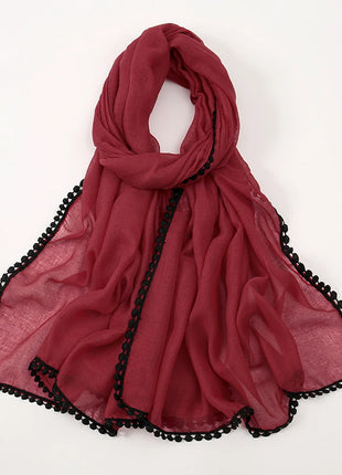 New Cotton Hijab With Lace Muslim Scarf Long Shawls Headscarf Wraps Foulard Echarpe Bufanda Muslim Sjaal Islam Eid Headband