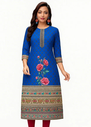 Muslim Dress Kurt Women's Fashionable And Elegant Straight Tube Casual Slit hem Colorful Flowers Pattern Dress Abiti Lunghi