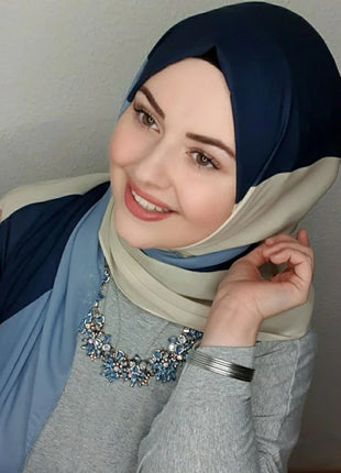 Islamic Scarf Women Luxury Blue Chiffon Hijab Abaya Hijabs For Woman Abayas Jersey Muslim Dress Turbans Head Instant Head Wrap