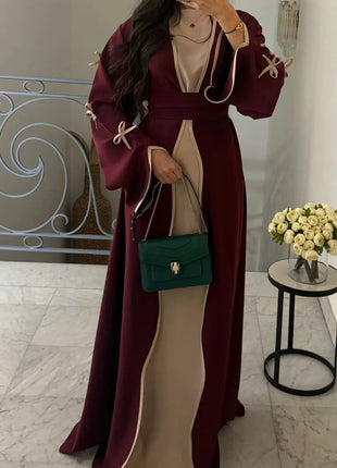 Eid Bow Abaya Women Cardigan Dress Muslim Party Caftan Robe Jalabiya Morocco Dubai Kaftan Islam Vestidos Largos Ramadan 2025