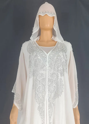 Eid Muslim Dress for Women Hooded Abaya 2 Piece Set Diamond Jalabiya Morocco Party Dresses Dubai Abayas Kaftan Vestido Long Robe
