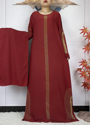 2024 New Muslim Chiffon Abayas For Women Robe Caftan Dubai Islam Clothing African Abaya Long Sleeved Fashion Dress With Turban