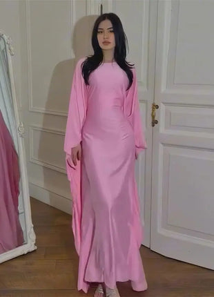 Eid Shiny Batwing Satin Abaya Dubai Luxury 2024 Muslim Abayas For Women Maxi Kaftan Dress Islamic Clothing Caftan Marocain Femme