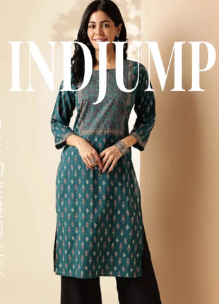 Indian Women's Ethnic Style Pure Cotton Printed Seven Quarter Sleeve Top