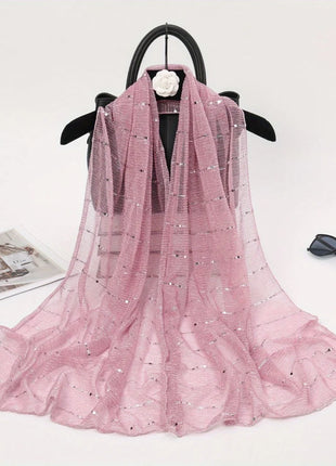 1PCS Spring and Autumn Women's High Elasticity sequin Chain Scarf, Wick Silk Long Scarf, Indian Scarf, Slide Silk Scarf