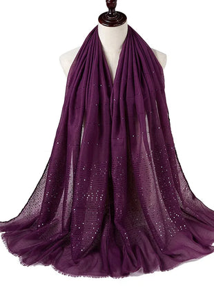 Cotton Linen Hijabs Scarf Turban Hijab Comfort Wearing Soft Paillette Shawls Fringed Muslim Fashion Women Scarves Hijab Ramadan