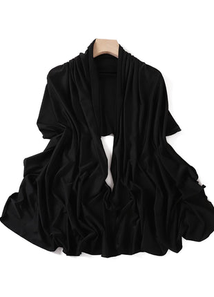 Luxury Wavy Edge Jersey Hijab for Women Solid Color Milk Silk Scarf Headscarf Autumn Shawl Stretchy Chiffon Scarf Ramanda