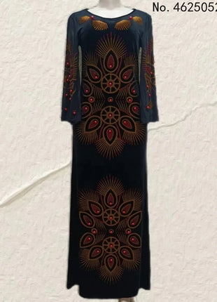 Customized African Dresses For Women Velvet Design Dashiki Beading Abaya Bandage Maxi Bazin Vintage Robe Gowns Africa Sexy Lady