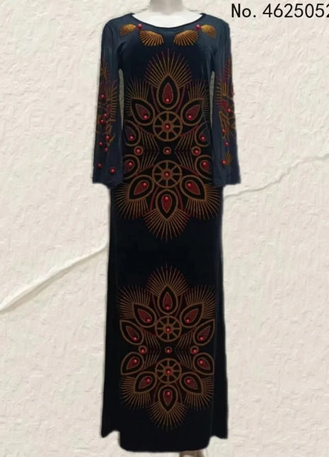 Customized African Dresses For Women Velvet Design Dashiki Beading Abaya Bandage Maxi Bazin Vintage Robe Gowns Africa Sexy Lady