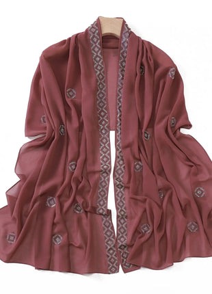 Fashion Rhinestone Chiffon Long Scarf Shawl for Women Head Wrap Hijab Turban Islam Veil Bandanas Bufanda Foulard Turbante Mujer