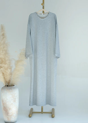 2024 New Modest Dress Solid Color Inner Dresses Muslim Women Dubai Abaya Eid Ramadan Islam Clothing Turkey Arabic Robe