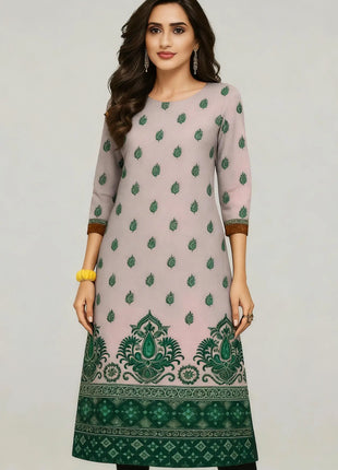 Muslim Dress Kurt Women's Fashionable Elegant Straight Tube Casual Kurtta Color Elephant Pattern Abaya Femme Dubaï Slit hem