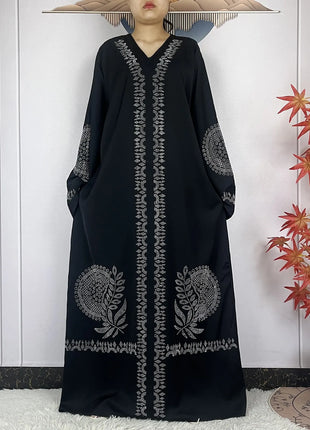 2024 Muslim Sets Women Party Dress Dubai Long Sleeve Diamonds Dashiki Islam Women Chiffon Comfort Fabric African Tradition Abaya