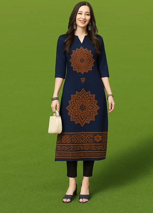 Muslim Women's Kurtta Casual Fashion Dress Straight Tube Casual Ethnic Flower Muslim Fashion Long Sleeve Dresses National Style