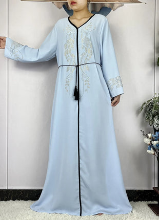 New African Abayas For Women Long Sleeved Chiffon Loose Femme Elegant Robe Dubai Islam Fashion Party Evening Dresses With Scarf